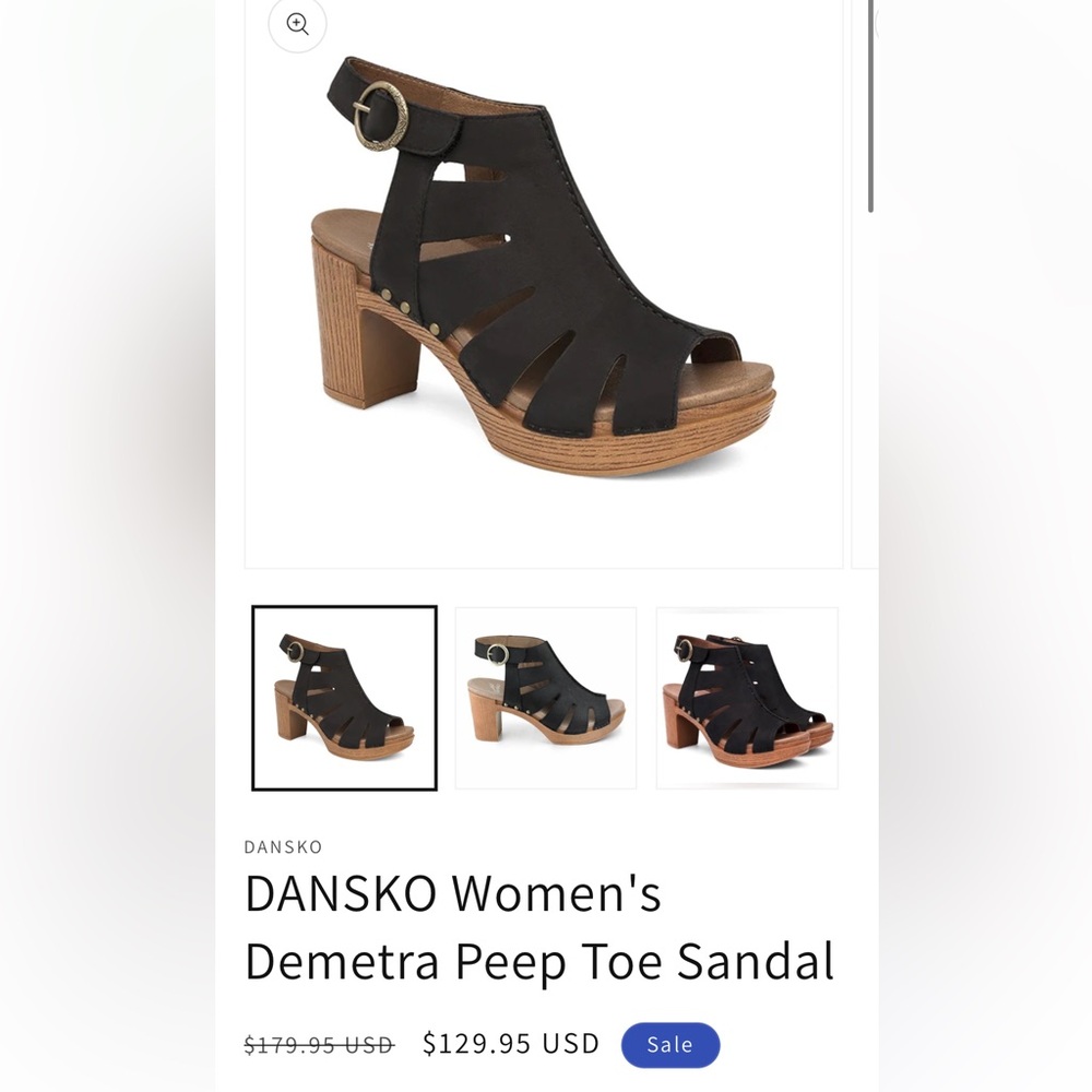 Dansko Women's Demetra Peep Toe Sandal Teak Vintage Pull Up Brown Size 7
